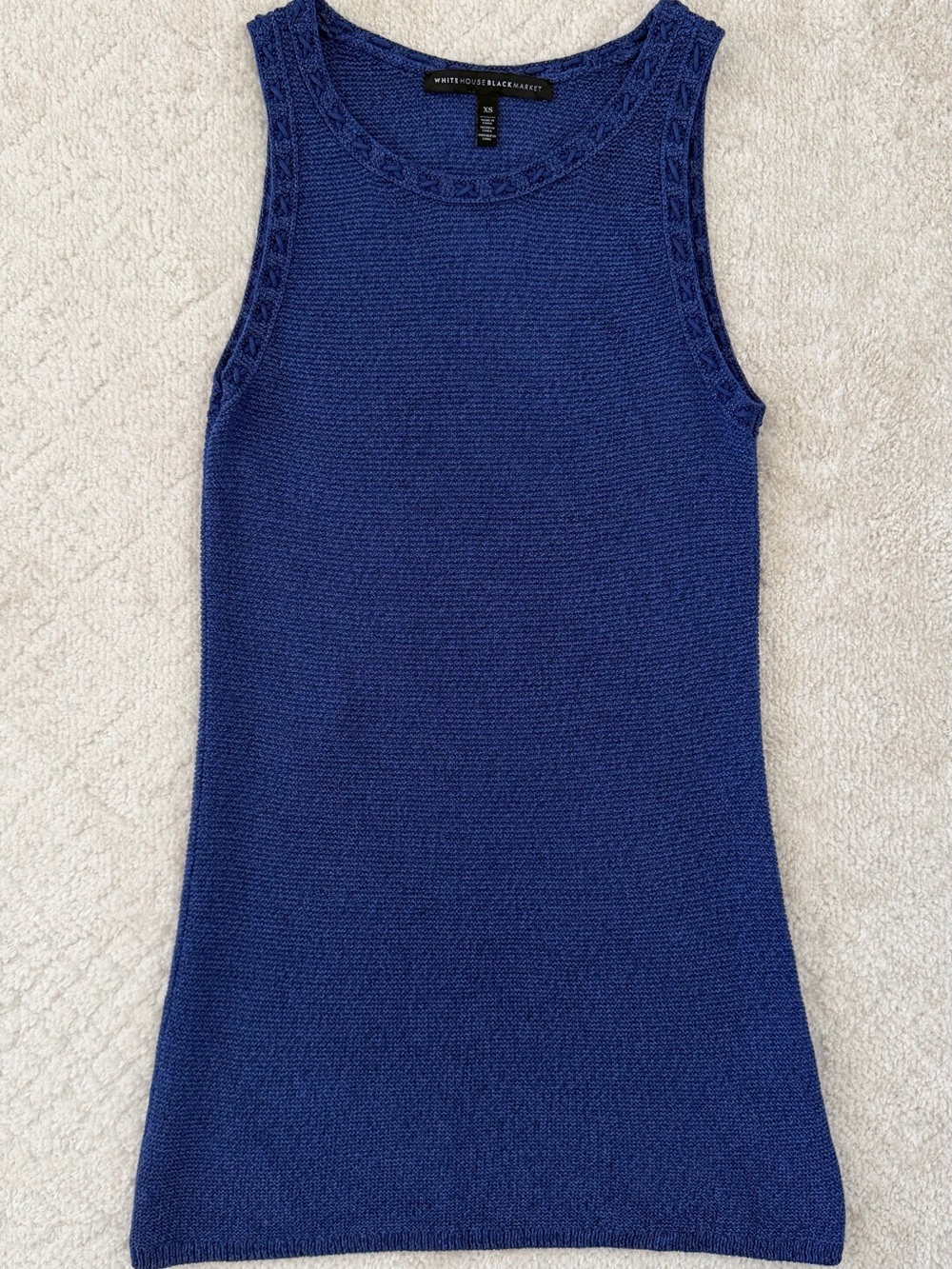 White House Black Market Blue Metallic Shimmer Knit Top